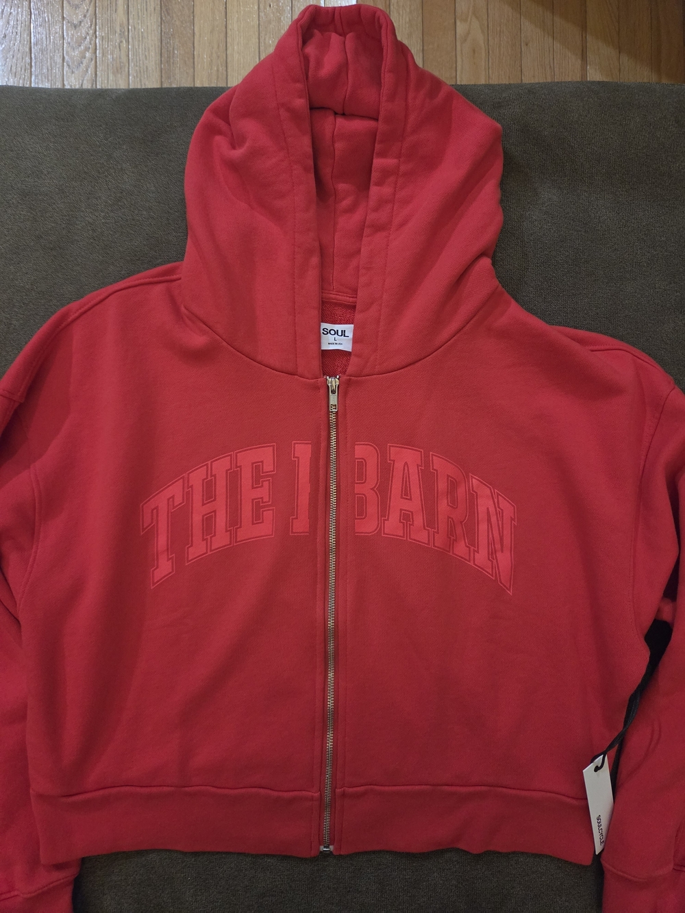 NWT SoulCycle "The Barn" Bridgehampton Marissa Crop Zip Hoodie Red